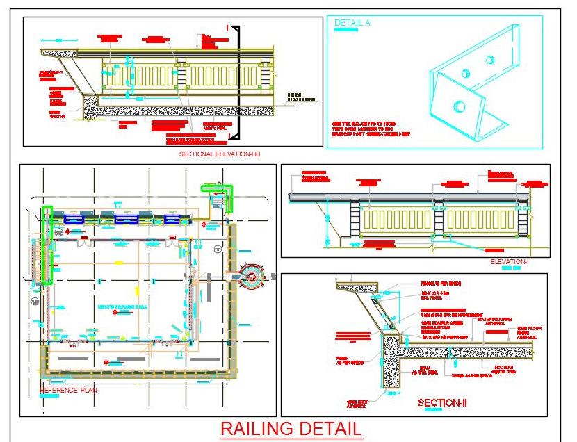 High-Rise Terrace Railing CAD with Precast RCC Blocks